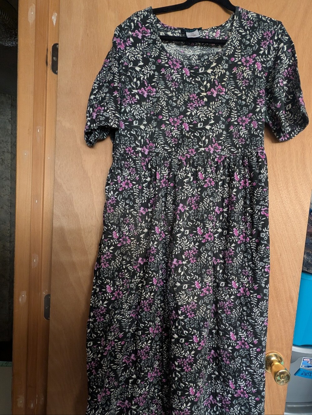 Ulla Popken Black Dress with Pink & Cream Floral Print